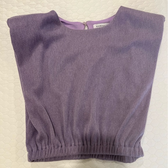 Endless Rose Pleated Shoulder Pad Top - Purple Sleeveless - Picture 3 of 4